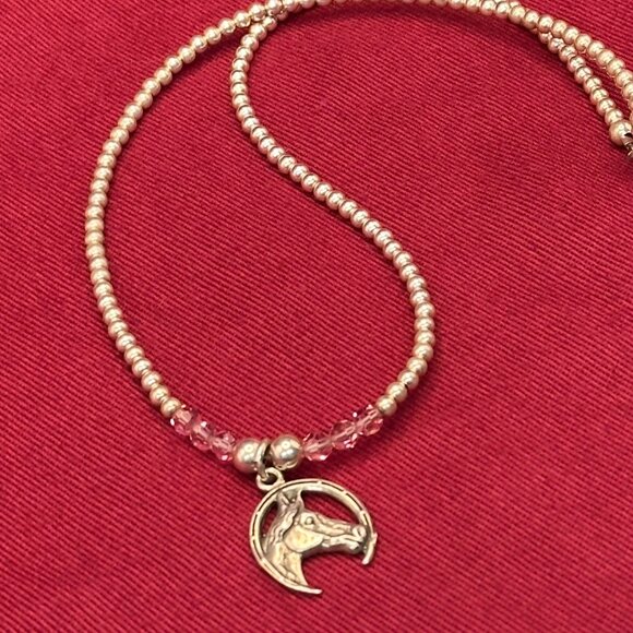 Sterling Silver Equestrian/Horse/Horseshoe Choker Necklace - Picture 8 of 11